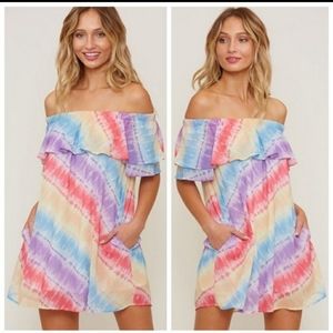 OFF SHOULDER TIE DYE DRESS